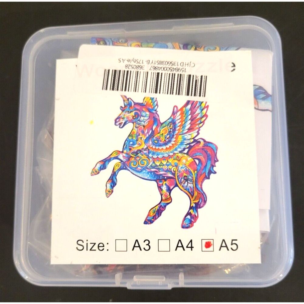 PEGASUS Colorful Wooden Jigsaw Puzzle Small Size A5 Unique Shapes NEW